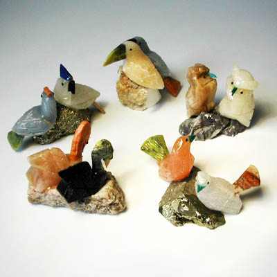 Uccellini in pietre miste a coppia 4 cm