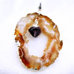 Agate Geode Pendant with Amethyst Tip