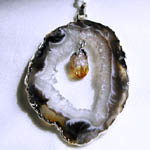 Agate Geode Pendant with Madeira Citrine Tip