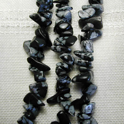 Snowflake Obsidian Chip Necklace 90 cm