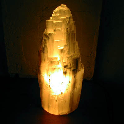 Lampada in selenite bianca 30 - 40 cm
