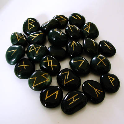 Runes Set in Bloodstone - 25 pieces