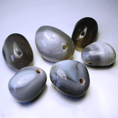 Grey Agate drilled