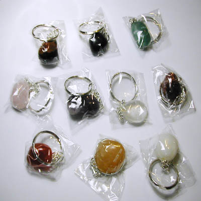 Keychain with Tumbled Stones - 10 pieces mixed