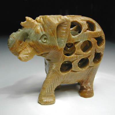 Pierced Soap Stone Elephant 5 cm
