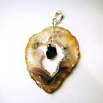 Agate Geode Pendant with Black Tourmaline Tip