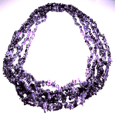 Amethyst Quartz Chip Necklace 90 cm