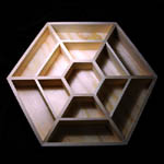 Espositore legno 35 x 30 cm esagonale con 13 scomparti